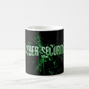 Cybersicherheit   Green Broken Glass Typografy Kaffeetasse