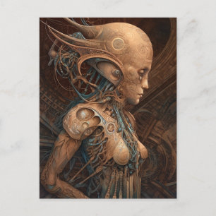Cyborg Alien Woman Futuristic Science Fiction Postkarte