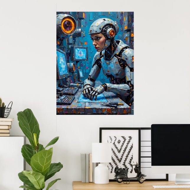 Cyborg am Terminal Poster (Heimbüro)