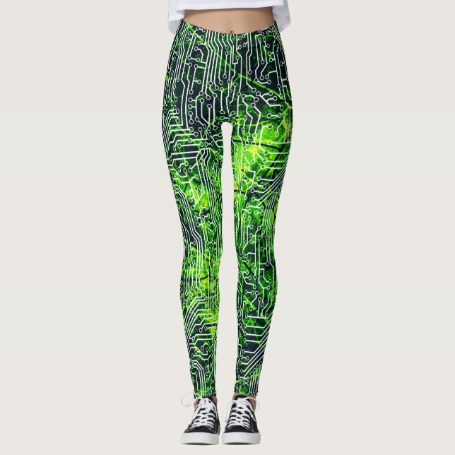 Cyborg-Assimilations-Leiterplatte-Schmutz-Muster Leggings (Vorderseite)