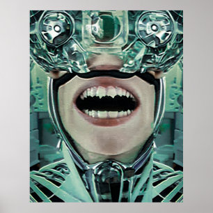 Cyborg bei der Operation der digitalen Kunst Poster