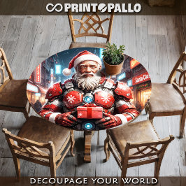 Cyborg Black Santa Claus in Weihnachtsrüstung Seidenpapier