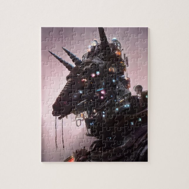Cyborg Black Unicorn Jigsaw Puzzle (Vertikal)