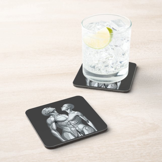 Cyborg Couple Square Hard Plastic Coasters Getränkeuntersetzer (Rechte Seite)