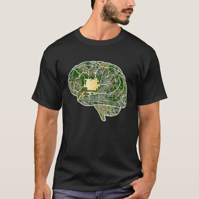 Cyborg Cybernetic Brain T-Shirt (Vorderseite)