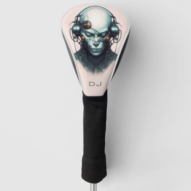 Cyborg Cyberpunk Dj Monogramm Golf Headcover (Vorderseite)