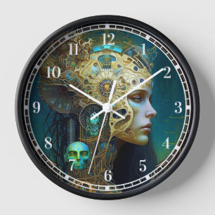 Cyborg Fantasy Sci-Fi Art Clock Uhr