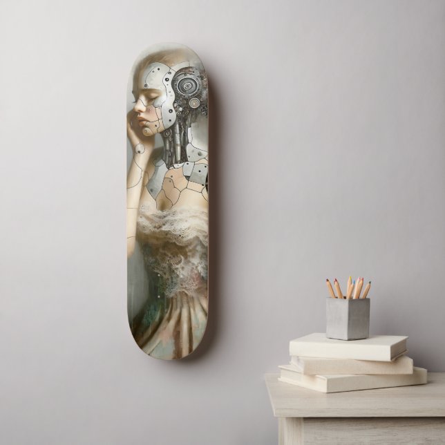 Cyborg Female Ai Art Skateboard (Wandkunst)