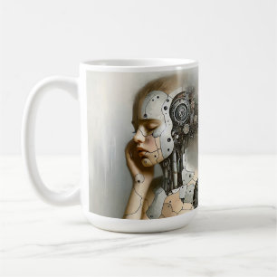 Cyborg-Frau KI-Kunst Kaffeetasse