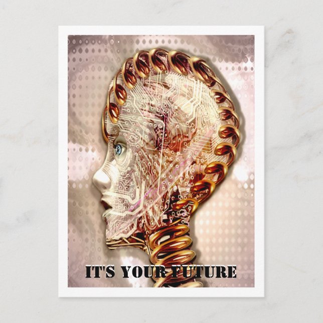 Cyborg Ginger anpassbare Postkarte (Vorderseite)
