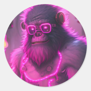 Cyborg Gorilla Mecha Steampunk Style Runder Aufkleber