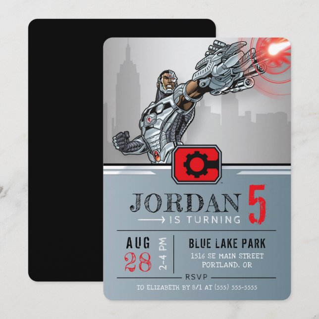 Cyborg | Happy Birthday Einladung (Vorne/Hinten)