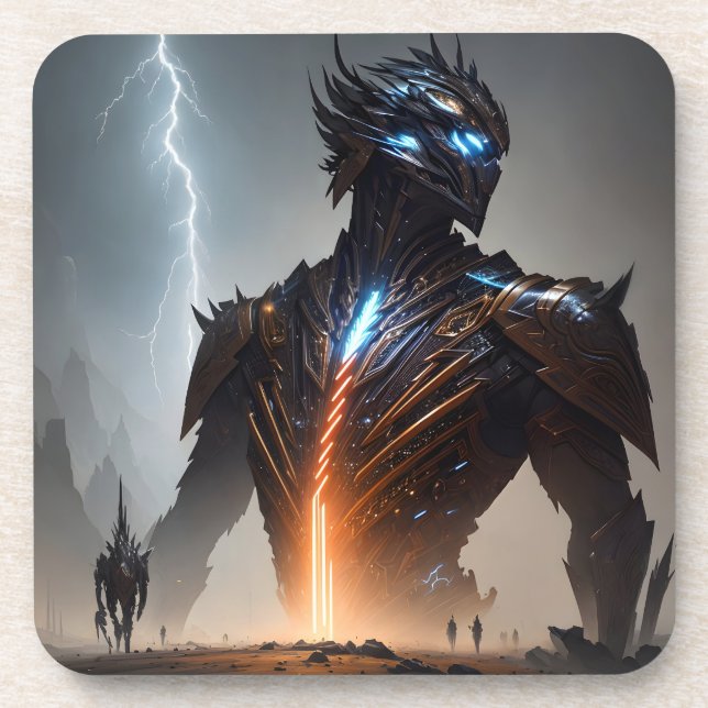 Cyborg-Krieger Getränkeuntersetzer (Vorderseite)