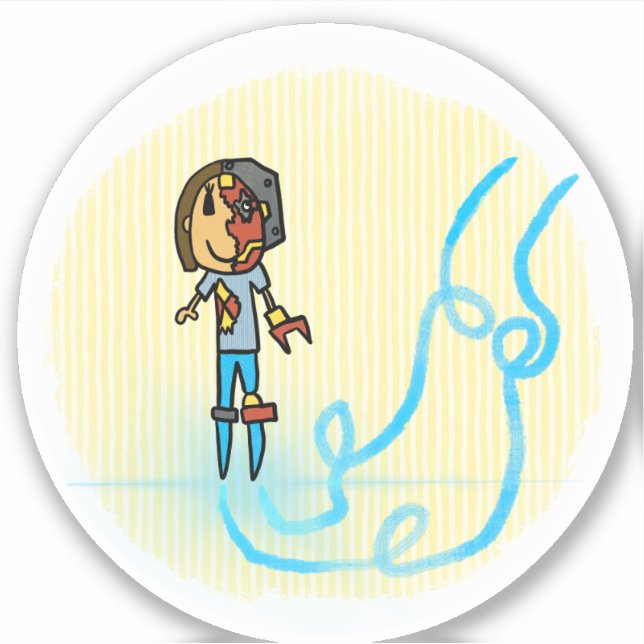 Cyborg Mama Comic Book Style Sticker (Vorderseite)