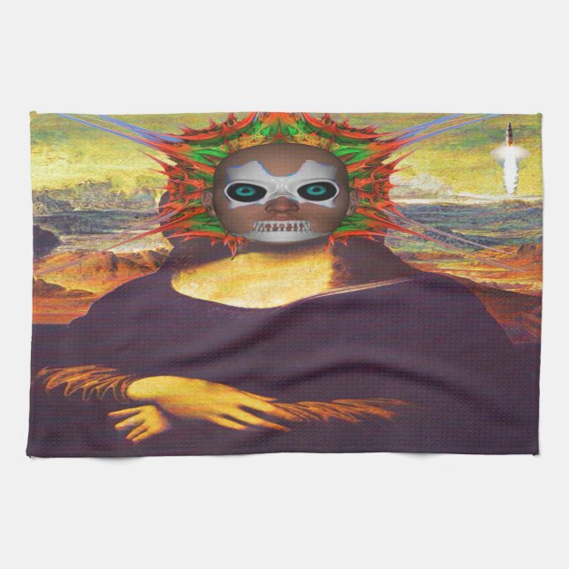 Cyborg Mona Lisa Handtuch (Horizontal)