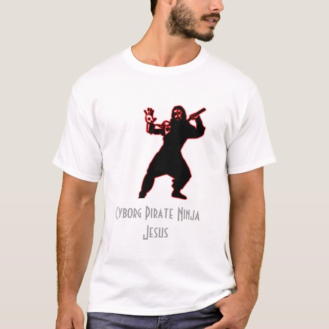 Cyborg-Pirat Ninja Jesus T-Shirt (Vorderseite)