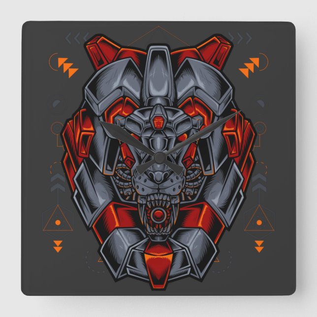 Cyborg Quadratische Wanduhr (Vorderseite)