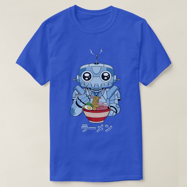 Cyborg Robot Ramen Noodles Cyber Ästhetik T-Shirt (Design vorne)