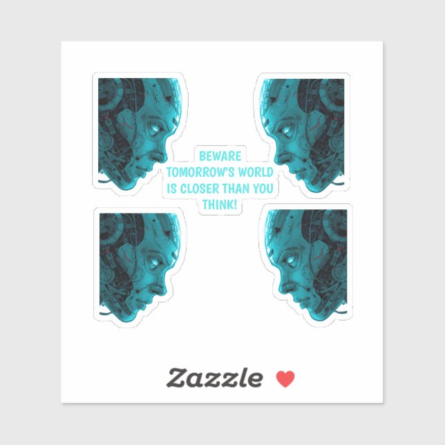 CYBORG-ROBOTERKOPF-Aufkleber Aufkleber (Blatt)