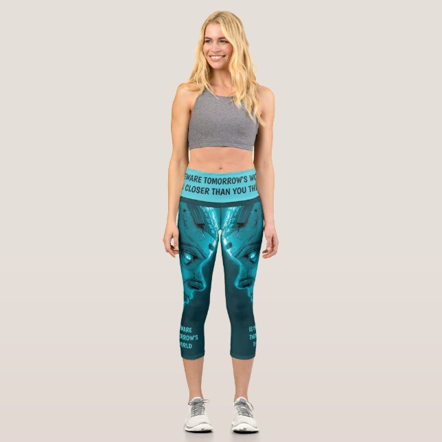 CYBORG ROBOTIC HEAD CAPRI LEGGINGS (Vorderseite)