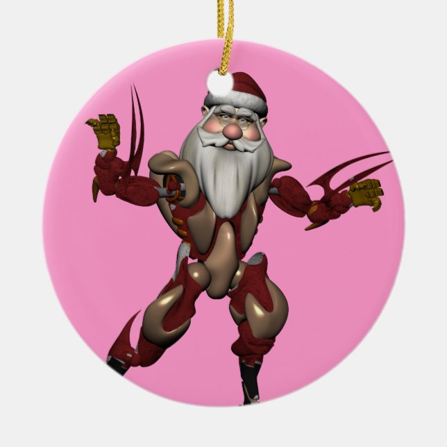 Cyborg Santa Claus Keramik Ornament (Vorne)