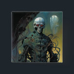 Cyborg Skeleton Futuristische Science Fiction Button<br><div class="desc">Fantasy Art Produkte von The Lunarium.</div>