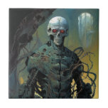 Cyborg Skeleton Futuristische Science Fiction Fliese<br><div class="desc">Fantasy,  Sci-fi & Horror Art von The Lunarium.</div>