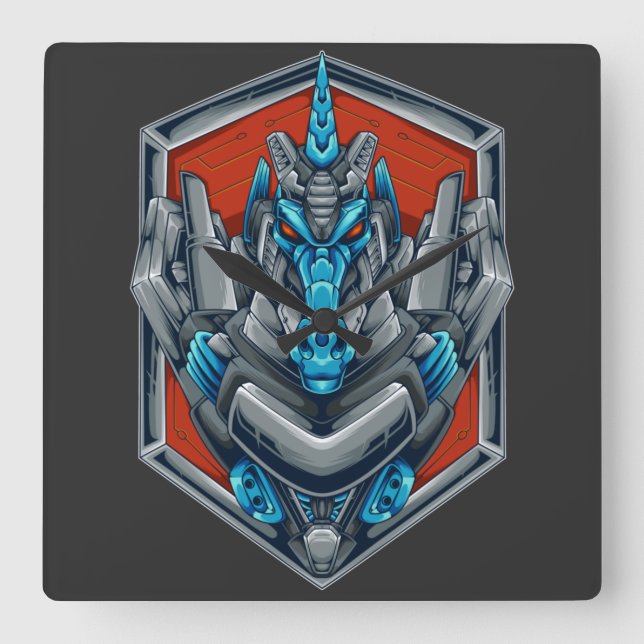 Cyborg Square Wall Clock Quadratische Wanduhr (Vorderseite)