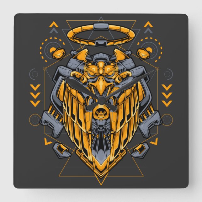 Cyborg Square Wall Clock Quadratische Wanduhr (Vorderseite)