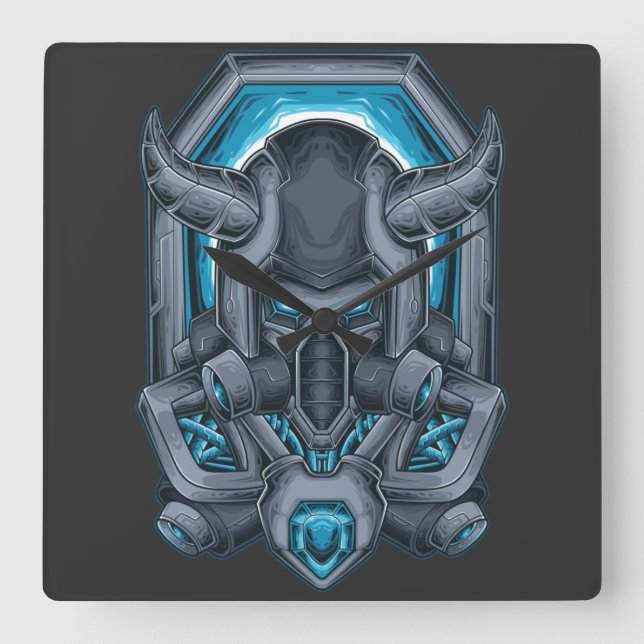 Cyborg Square Wall Clock Quadratische Wanduhr (Vorderseite)