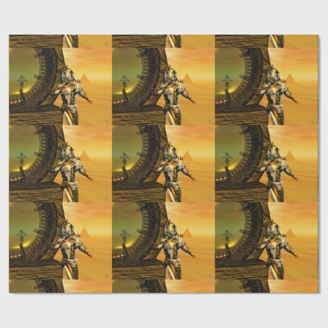 CYBORG TITAN, DESERT HYPERION Science Fiction Scif Geschenkpapier (Flach)