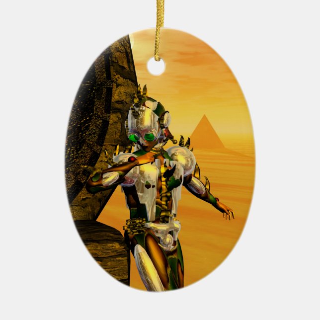CYBORG TITAN IN HYPERION DESERT Sci-Fi Keramik Ornament (Vorne)