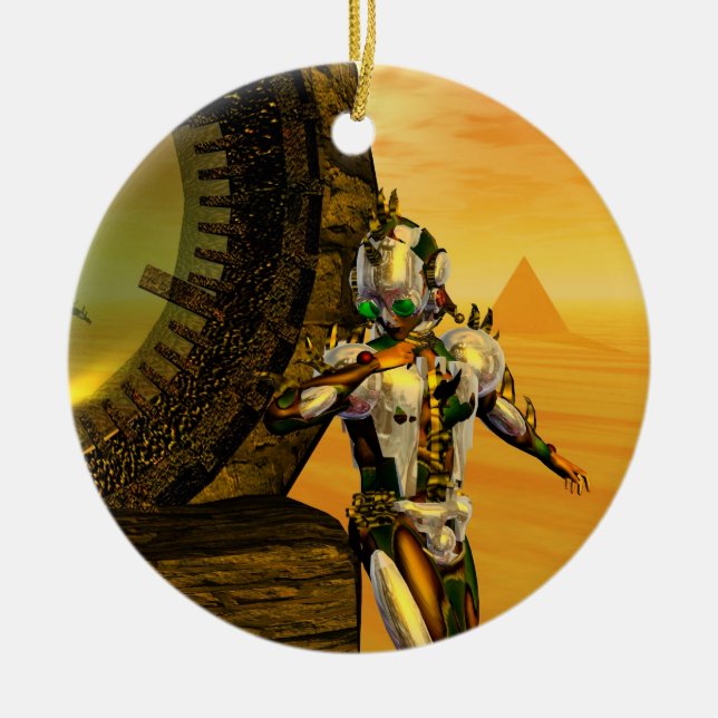CYBORG TITAN IN HYPERION DESERT Sci-Fi Keramikornament (Vorne)