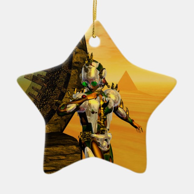 CYBORG TITAN IN HYPERION DESERT SCI-Fi Star Keramikornament (Vorne)