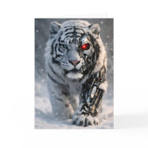 Cyborg-Weißer-Tiger-Grußkarte cybernetische wilde