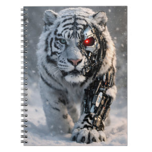 Cyborg-Weißer-Tiger-Notizbuch Notizblock
