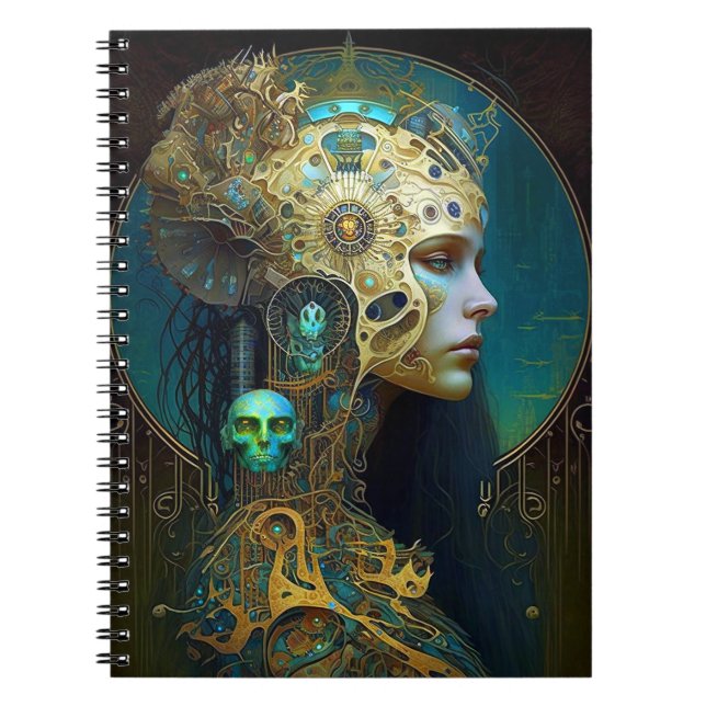 Cyborg Woman Fantasy Sci-Fi Art Notebook Notizblock (Vorderseite)