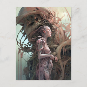 Cyborg Woman Futuristische Science Fiction Postkarte