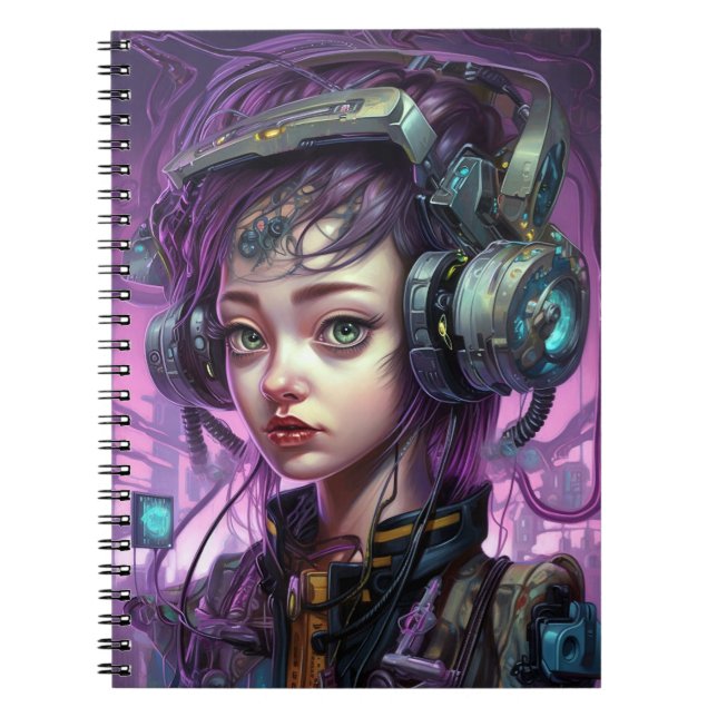 Cyborg Woman Science Fiction Notizblock (Vorderseite)