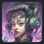 Cyborg Woman Science Fiction Quadratischer Aufkleber<br><div class="desc">Fantasy Art Produkte von The Lunarium.</div>