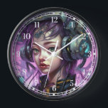 Cyborg Woman Science Fiction Uhr<br><div class="desc">Fantasy Art Produkte von The Lunarium.</div>