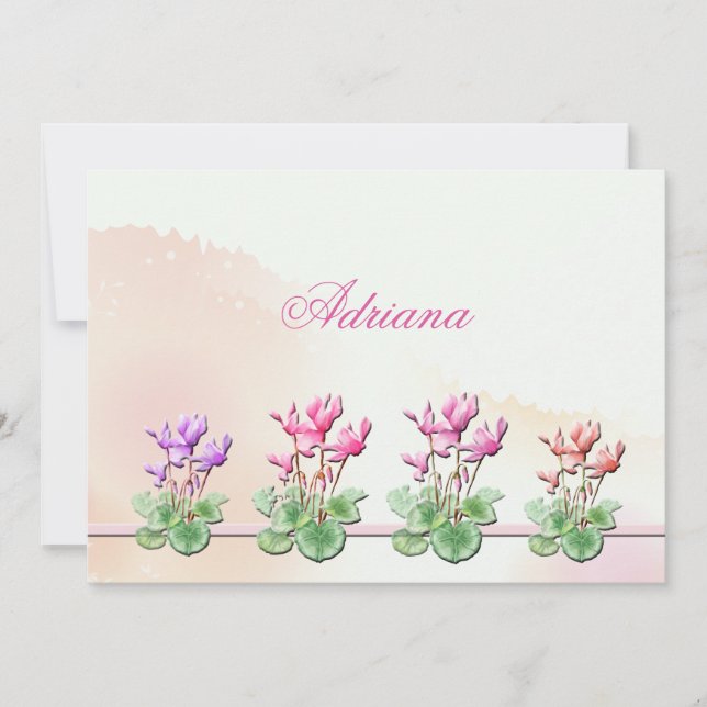Cyclamen Pflanze Notecard Mitteilungskarte (Vorderseite)
