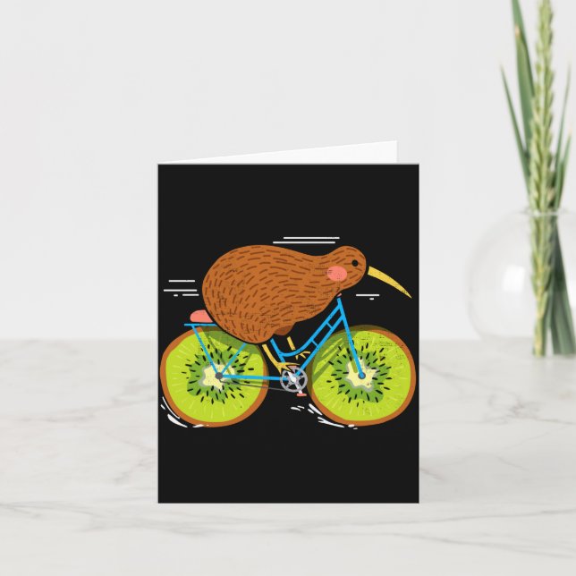 Cycle New Zealand Funny Kiwi On A Bicycle Design I Karte (Vorderseite)