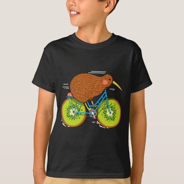 Cycle New Zealand Funny Kiwi On A Bicycle Design I T-Shirt (Vorderseite)