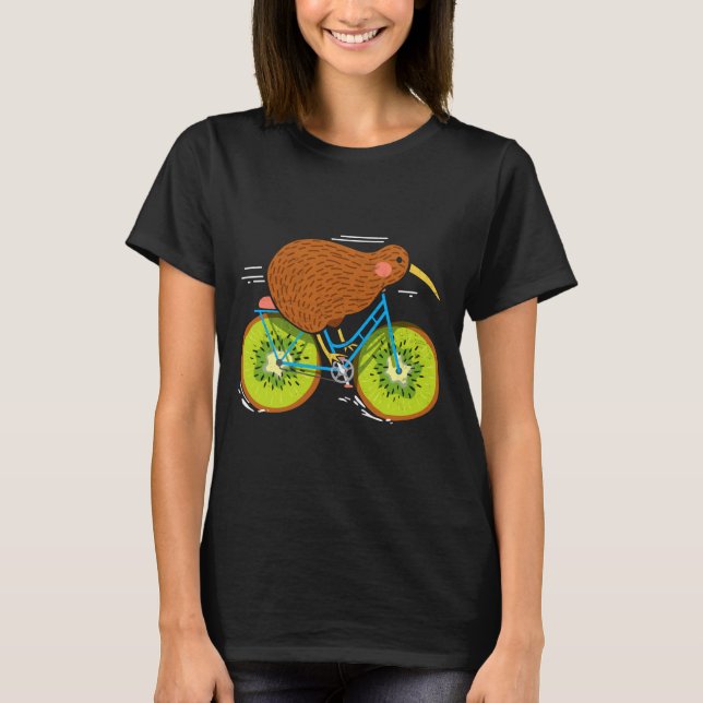 Cycle New Zealand Funny Kiwi On A Bicycle Design I T-Shirt (Vorderseite)