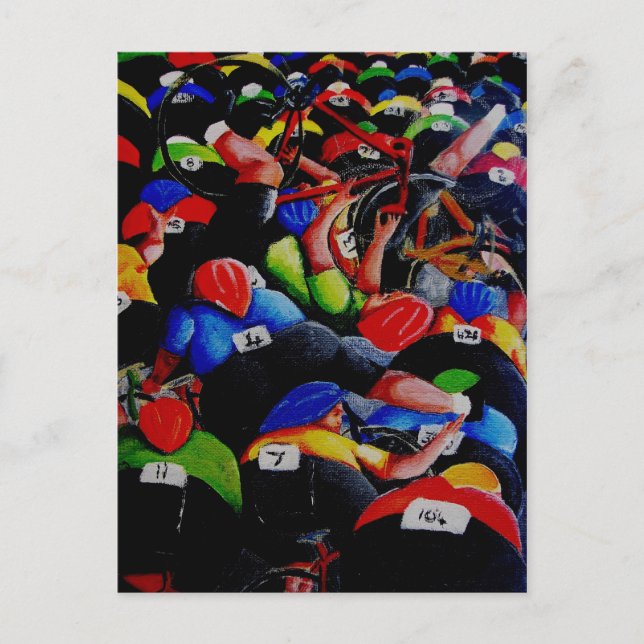 Cycle Race Crash Postcard von Lyn Hurring Postkarte (Vorderseite)