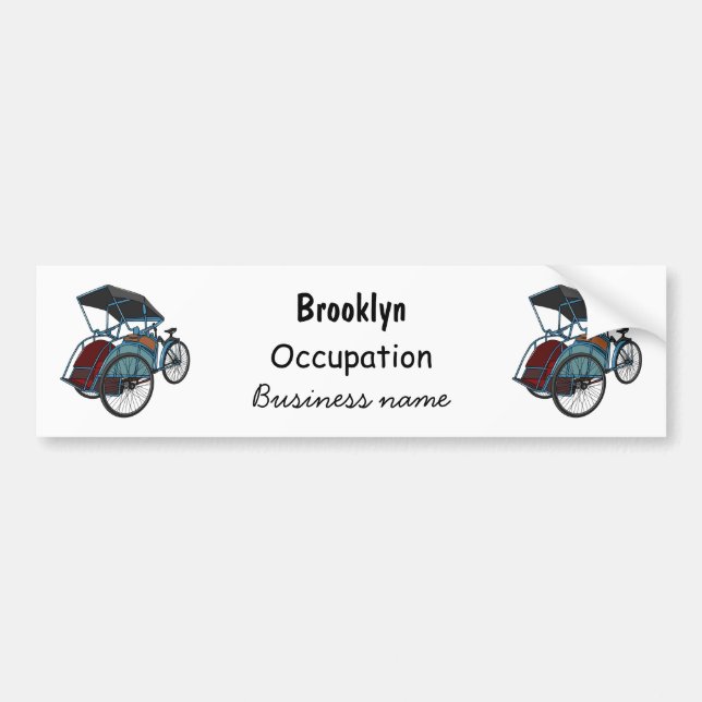 Cycle Rickshaw Cartoon Illustration Autoaufkleber (Vorne)