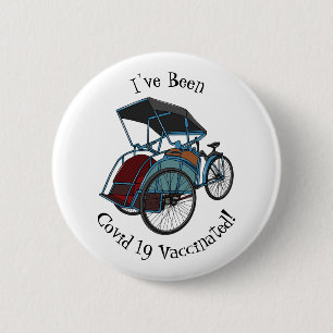 Cycle Rickshaw Cartoon Illustration Button