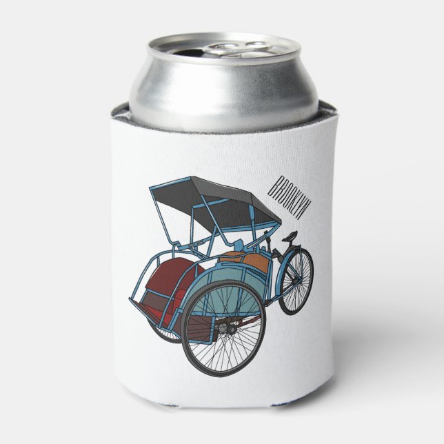 Cycle Rickshaw Cartoon Illustration Dosenkühler (Kanne Vorderseite)