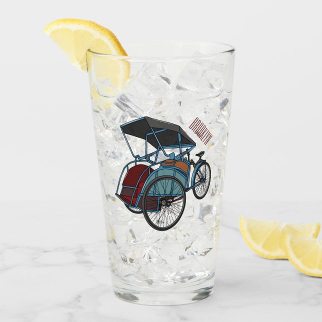 Cycle Rickshaw Cartoon Illustration Glas (Vorderseite Ice)